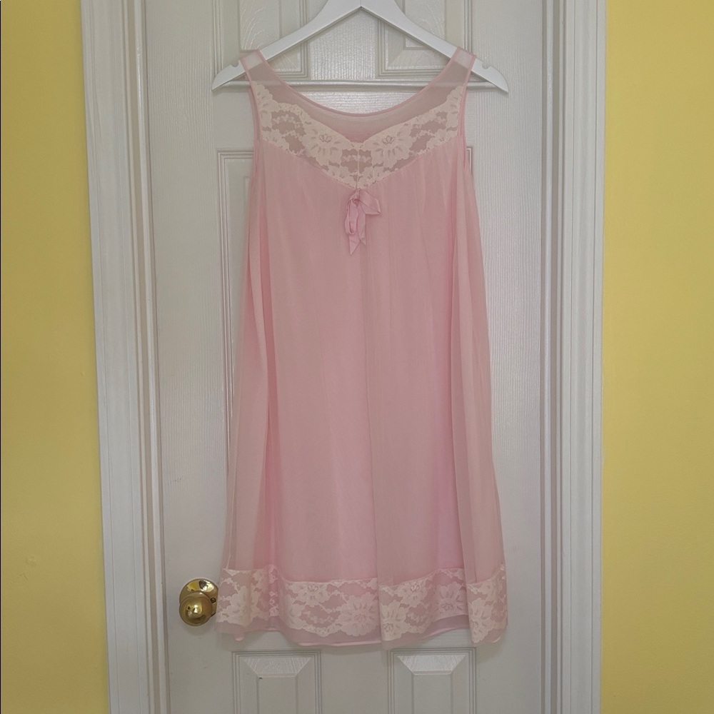 ASO Betty Draper Mad Men Pink & White Lace Sears Nightgown Peignoir Set vintage - Picture 4 of 5